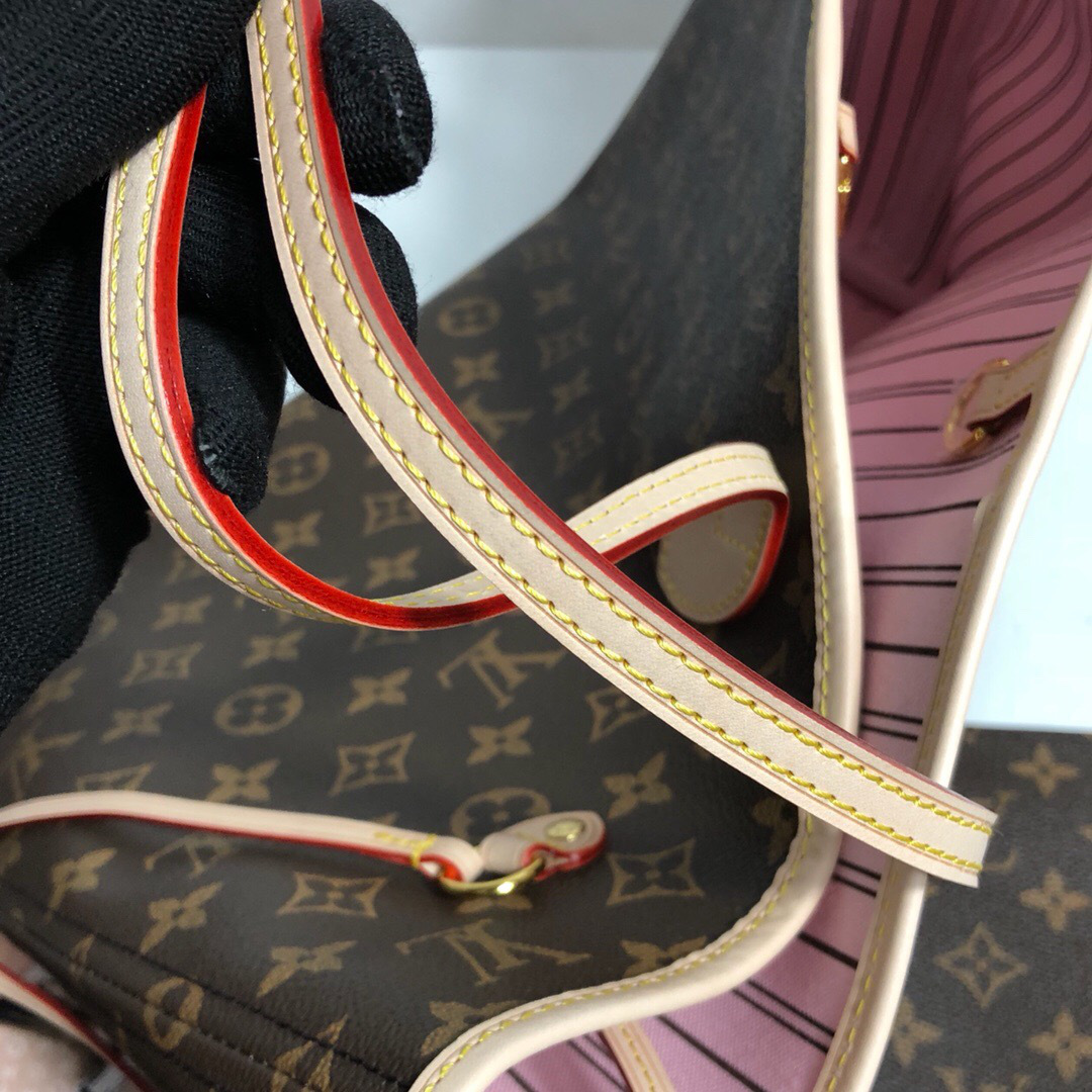 LV Neverfull shopping bag M50366 Monogram with pink