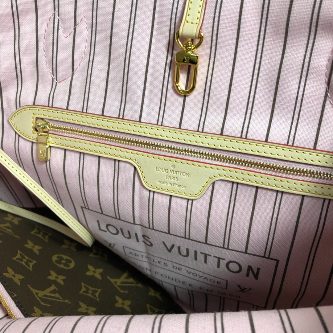 LV Neverfull shopping bag M50366 Monogram with pink
