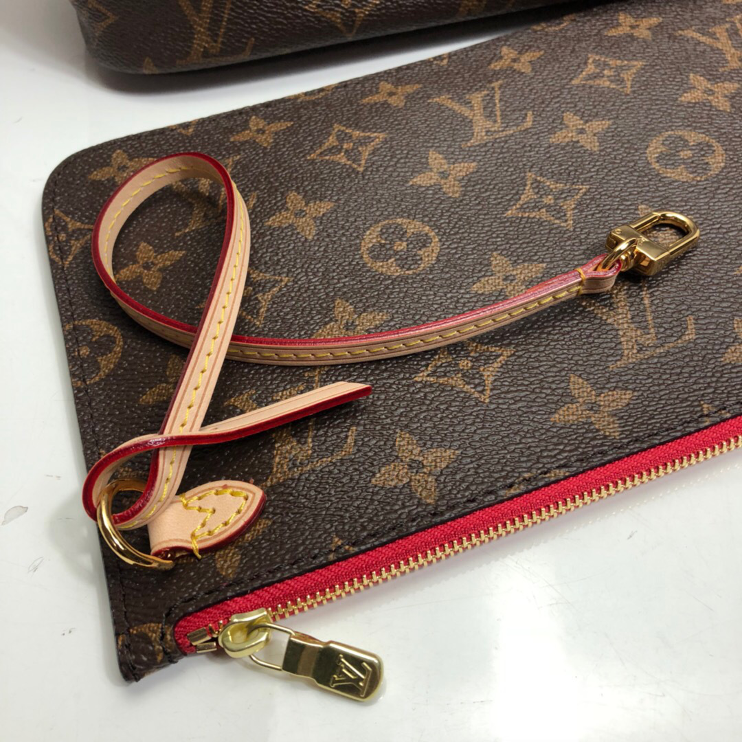 LV Neverfull MM Monogram with red M41177