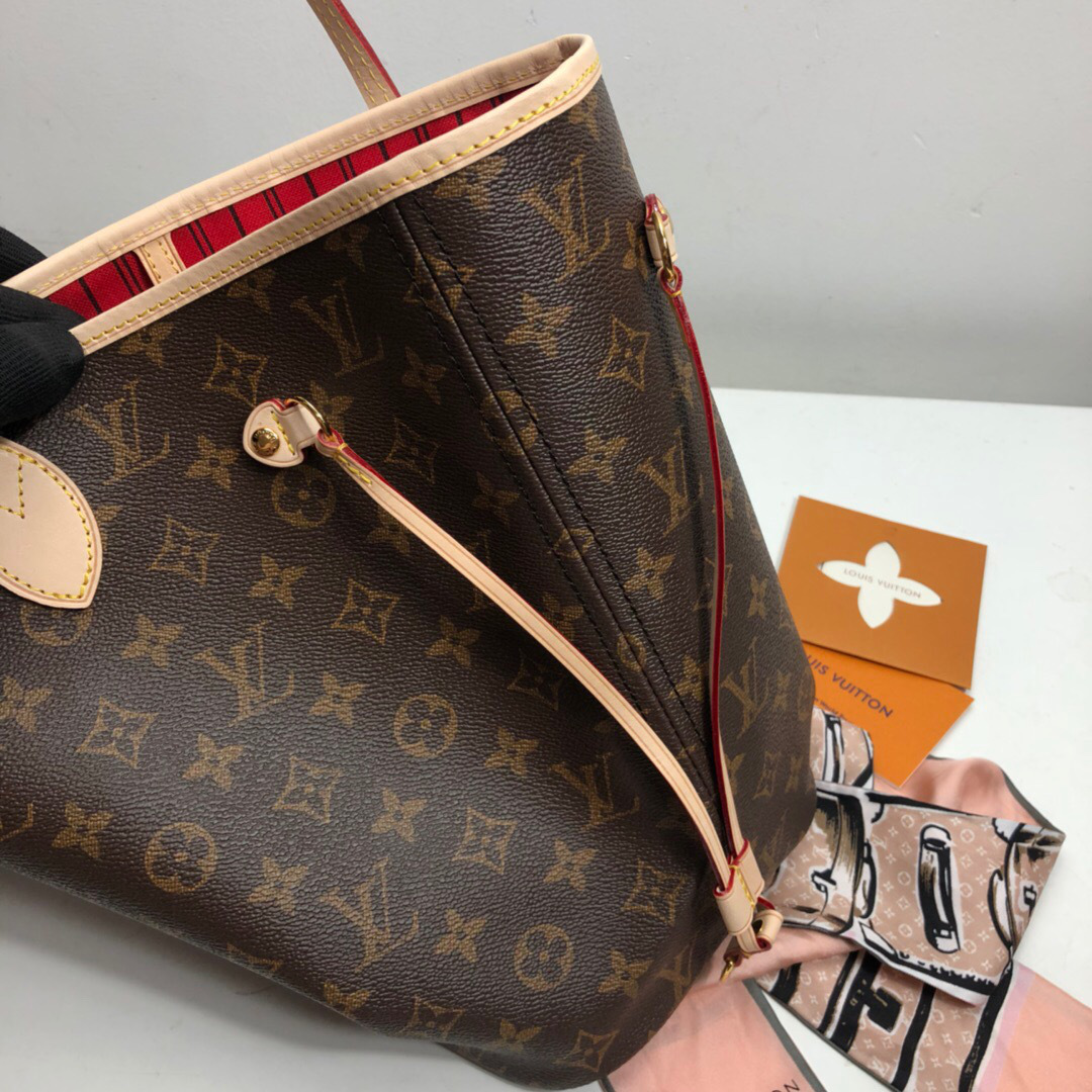 LV Neverfull MM Monogram with red M41177