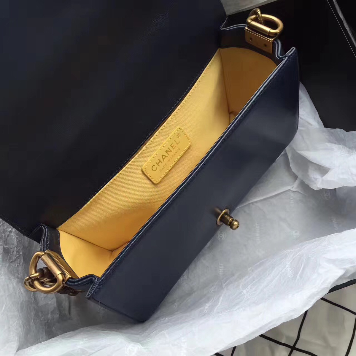 Ch**el Boy Bag with Royal Blue 25cm
