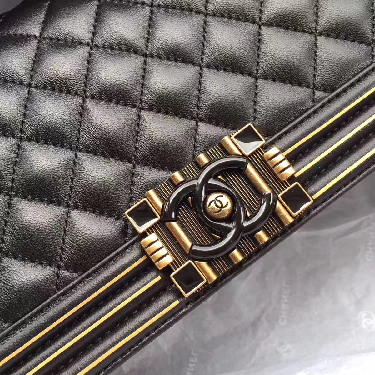 Ch**el Boy Bag with Black 25cm