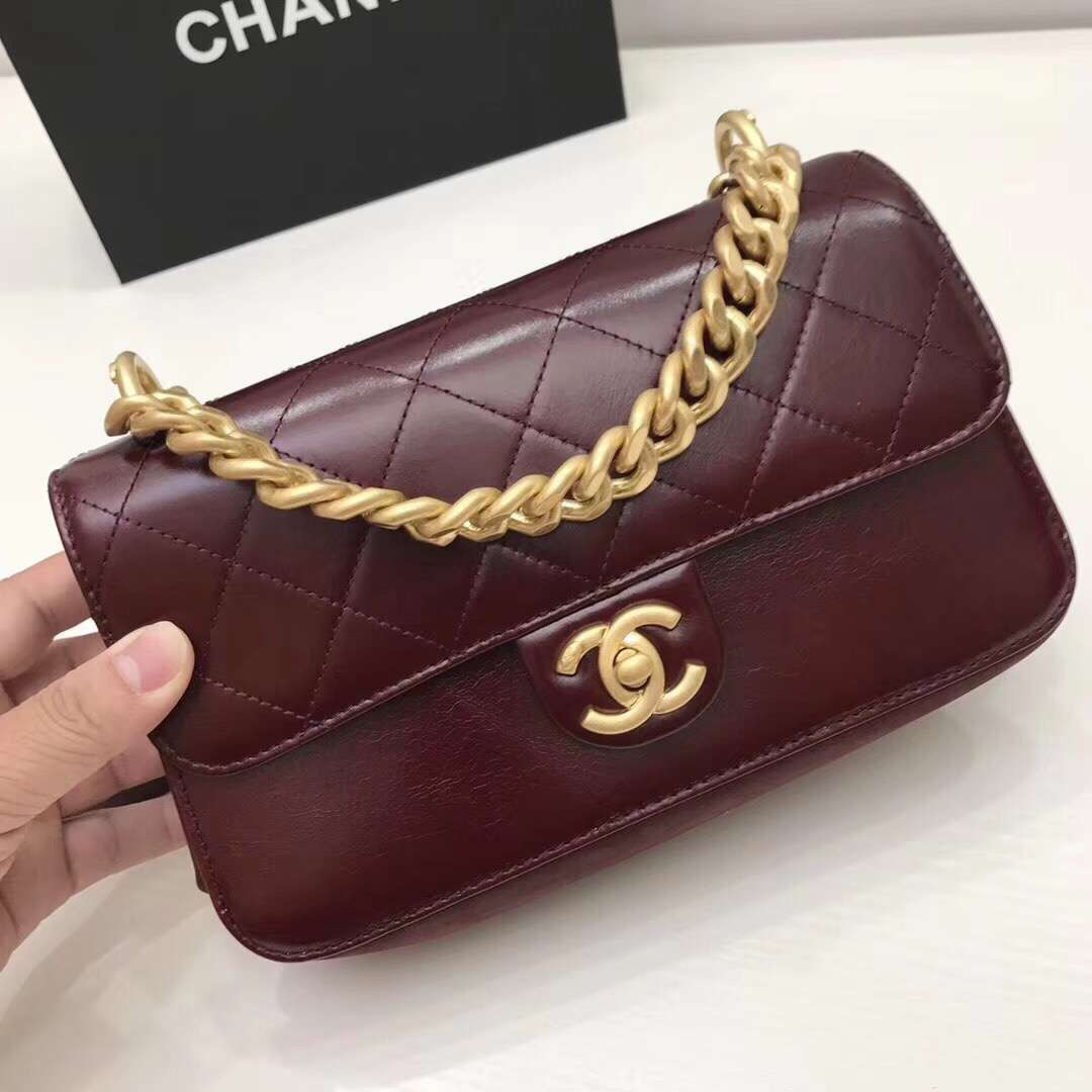 Ch**el Flap Bag with purplish red