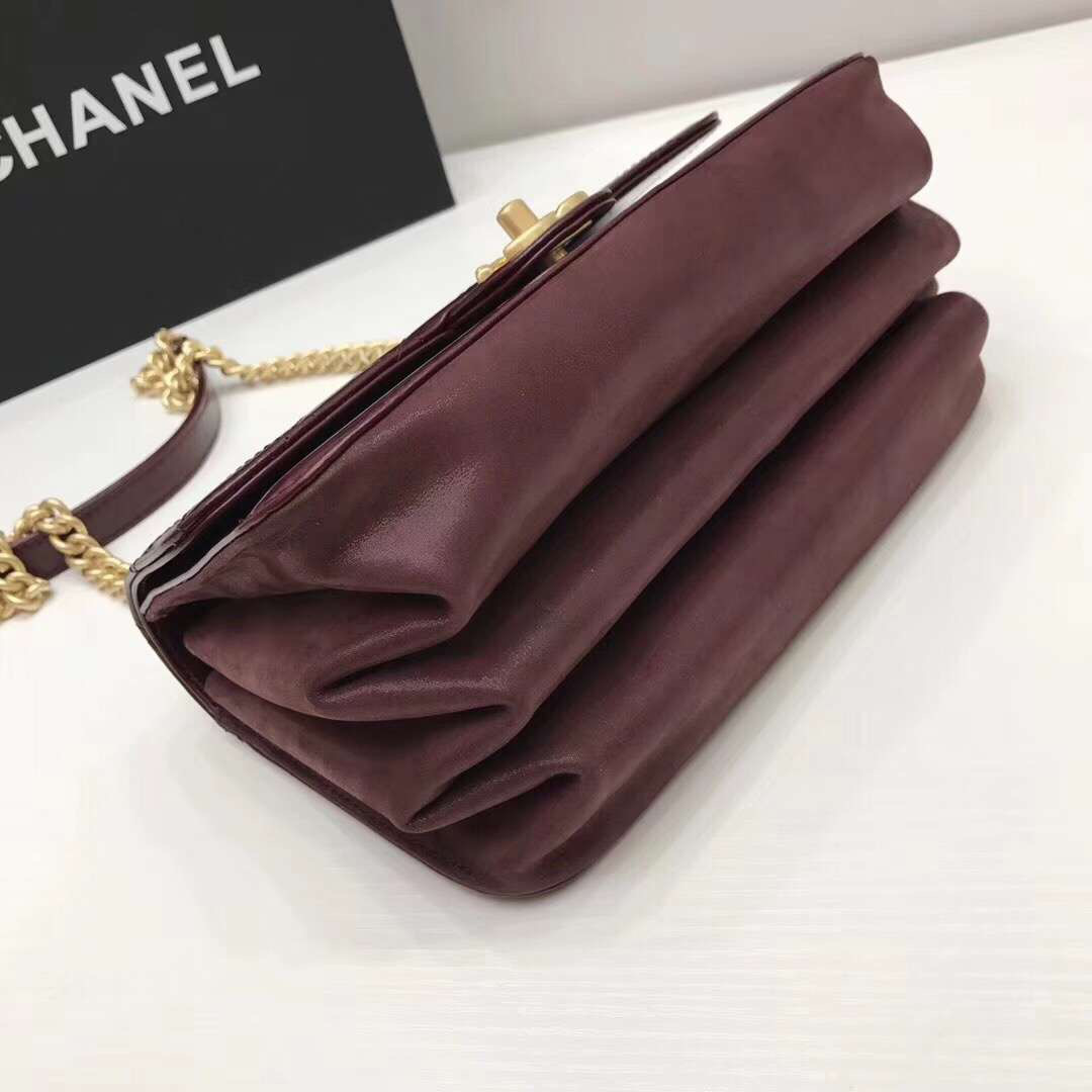 Ch**el Flap Bag with purplish red