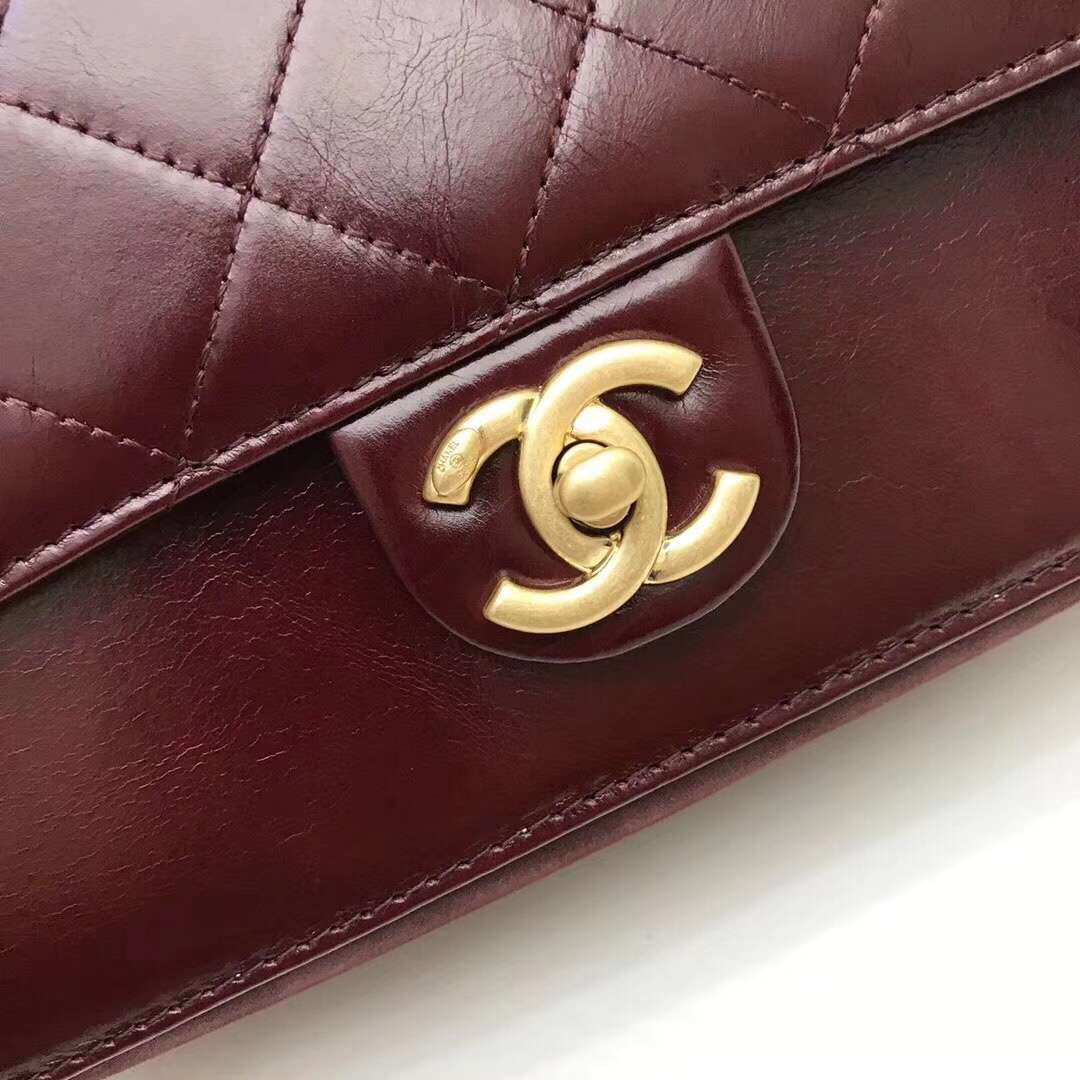 Ch**el Flap Bag with purplish red