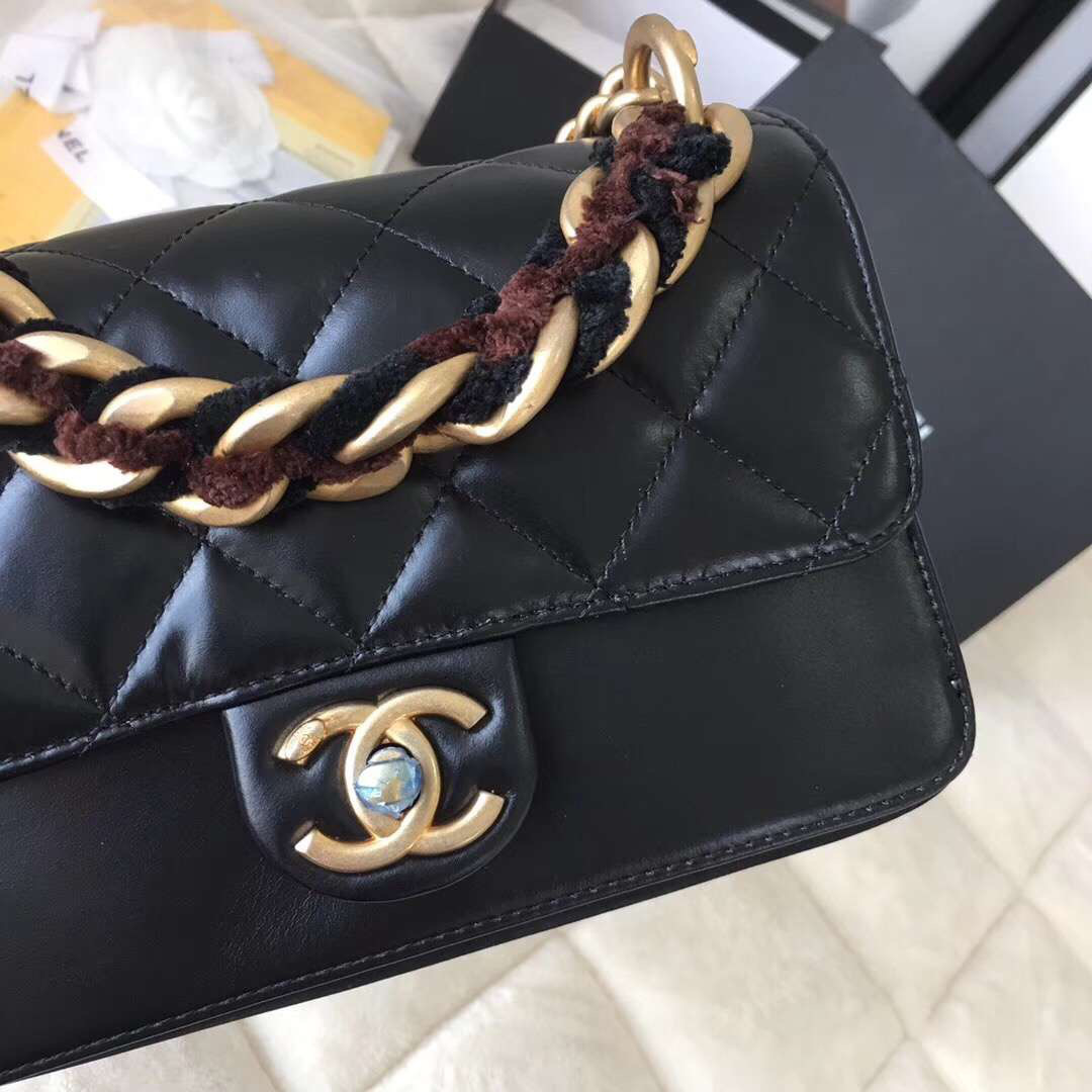 Ch**el Flap Black Bag Cosmopolite flaobag 9186590