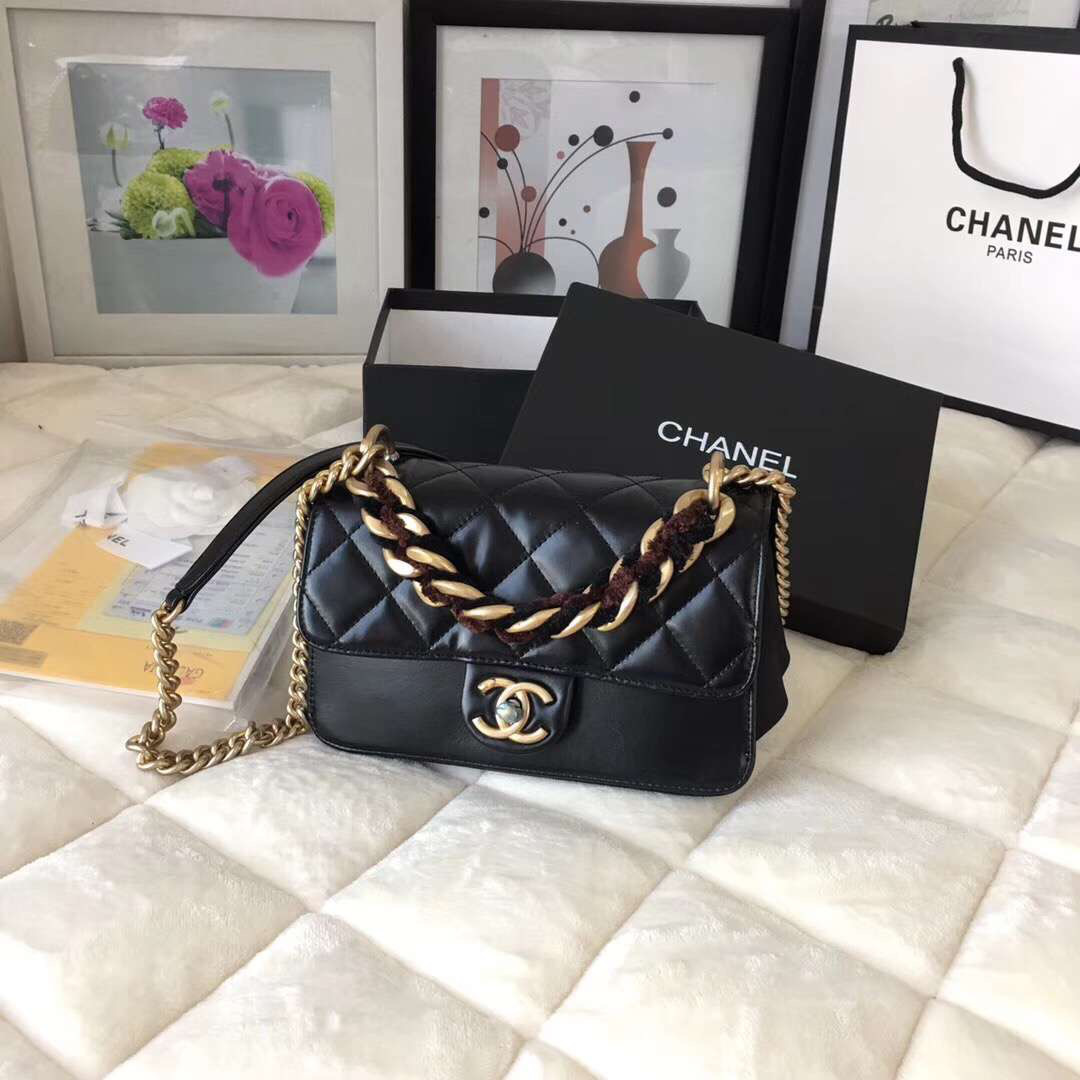 Ch**el Flap Black Bag Cosmopolite flaobag 9186590