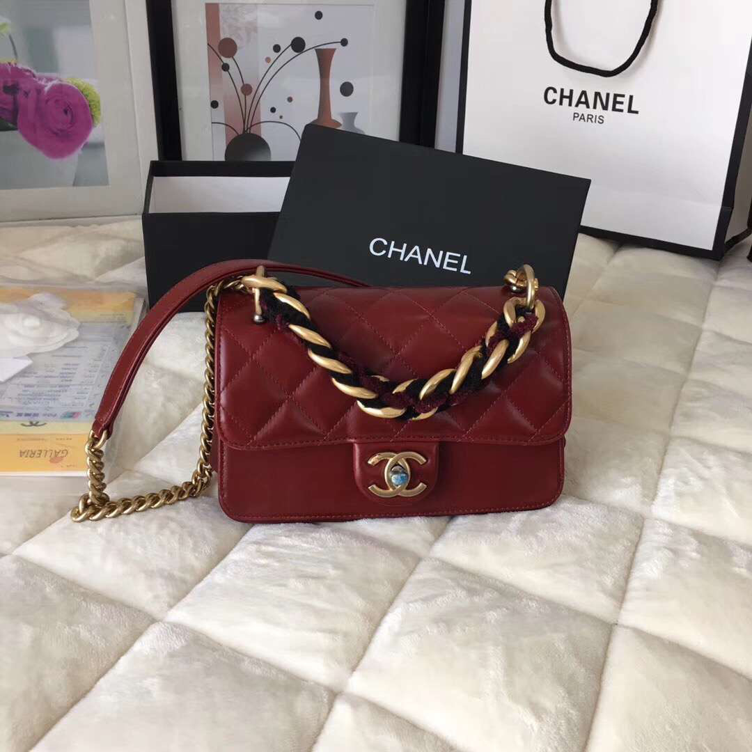 Ch**el Flap purplish red Bag Cosmopolite flaobag 9186590