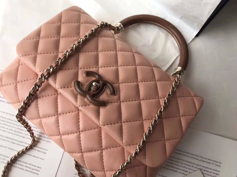 Ch**el Coco Handle Bag Pink
