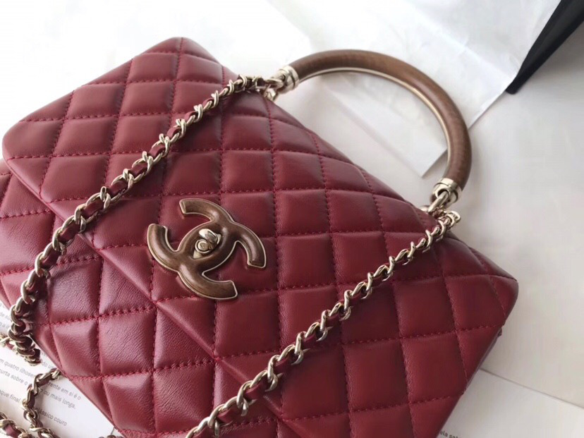 Ch**el Coco Handle Bag Red