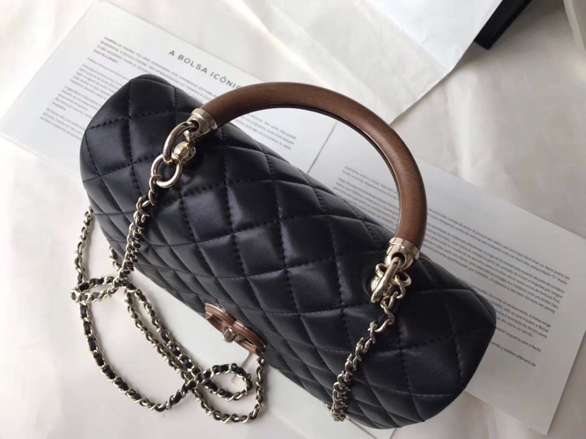 Ch**el Coco Handle Bag Black