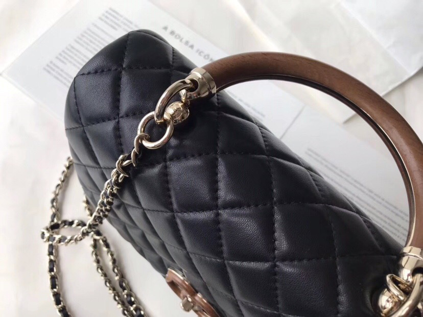 Ch**el Coco Handle Bag Black