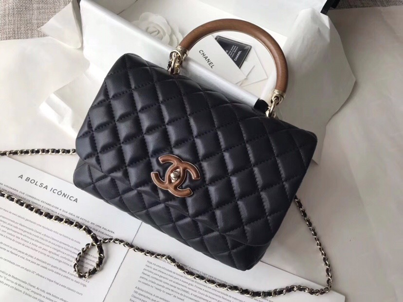 Ch**el Coco Handle Bag Black