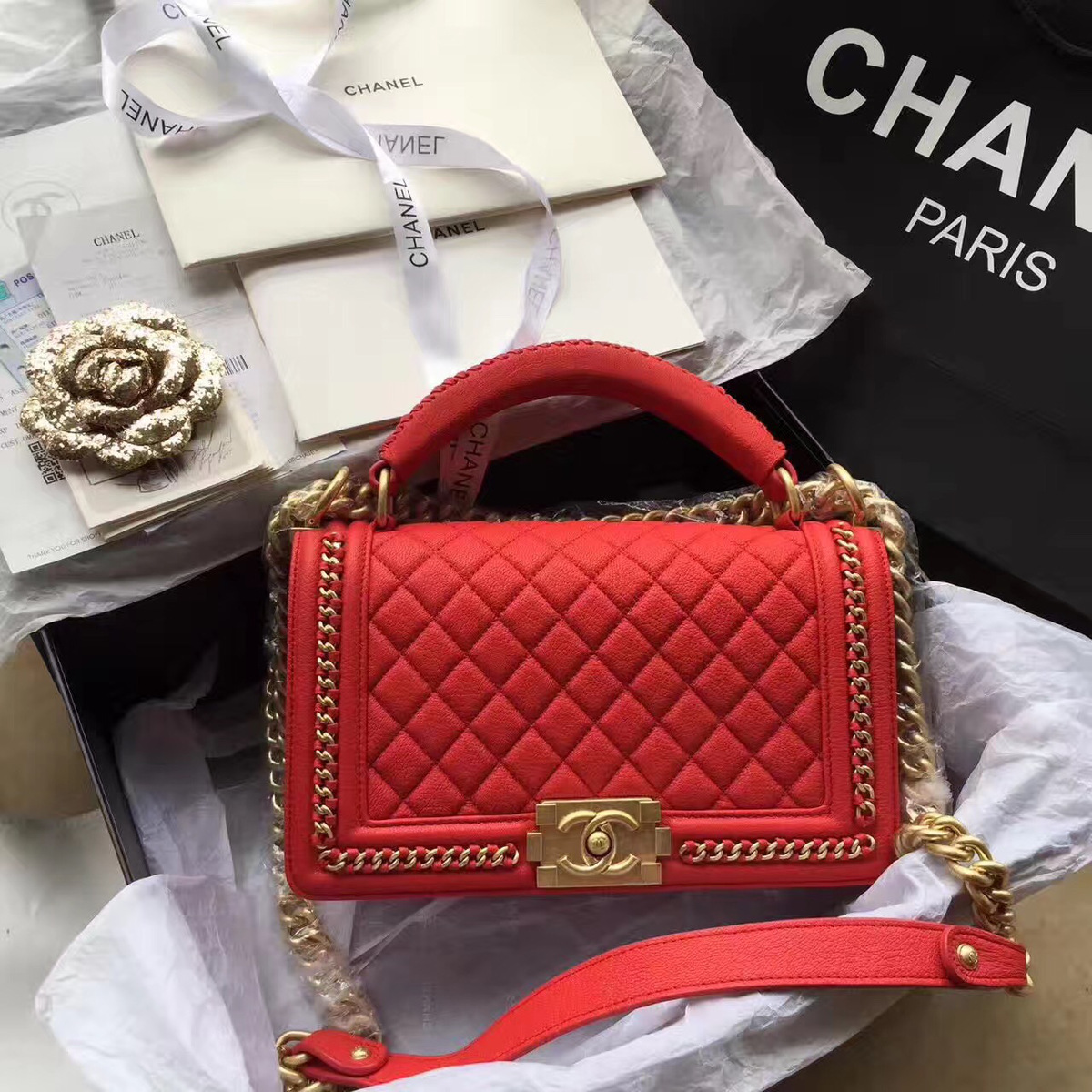 Ch**el Boy Bag Red 25cm