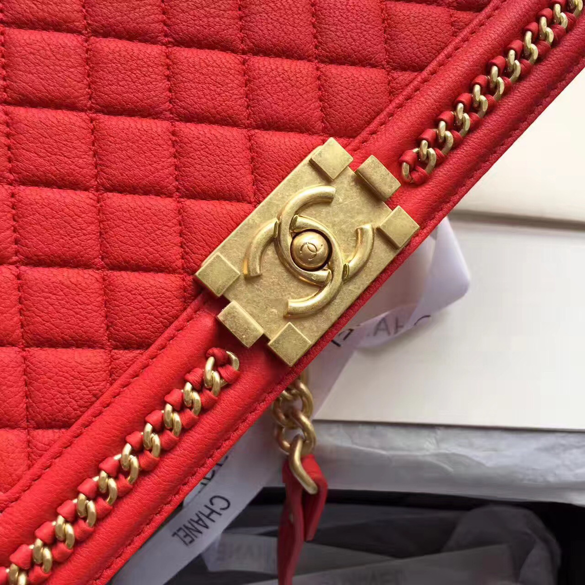 Ch**el Boy Bag Red 25cm
