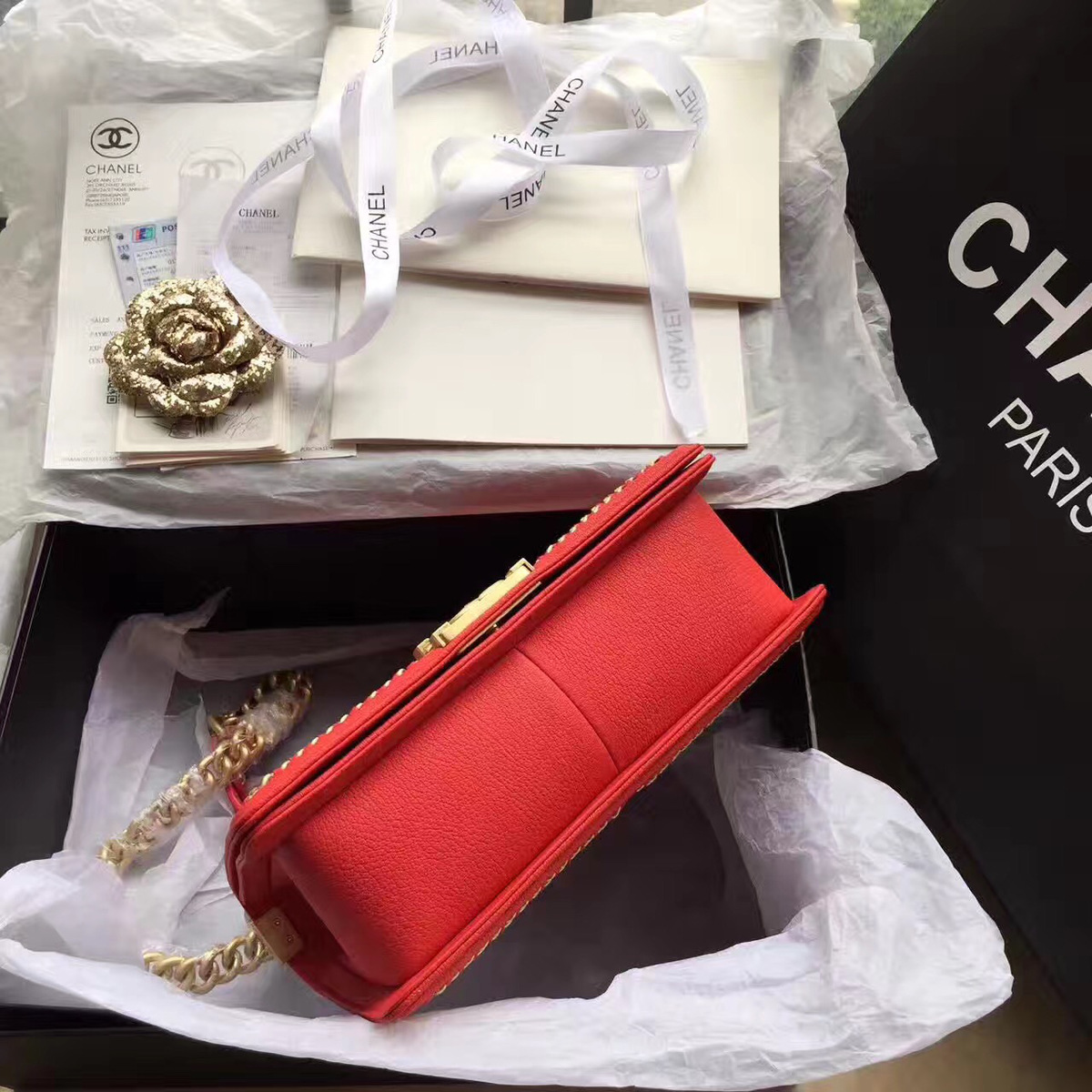 Ch**el Boy Bag Red 25cm