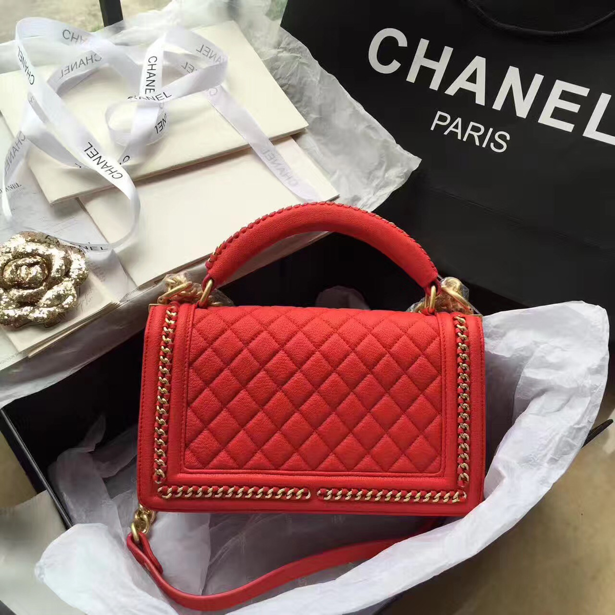 Ch**el Boy Bag Red 25cm