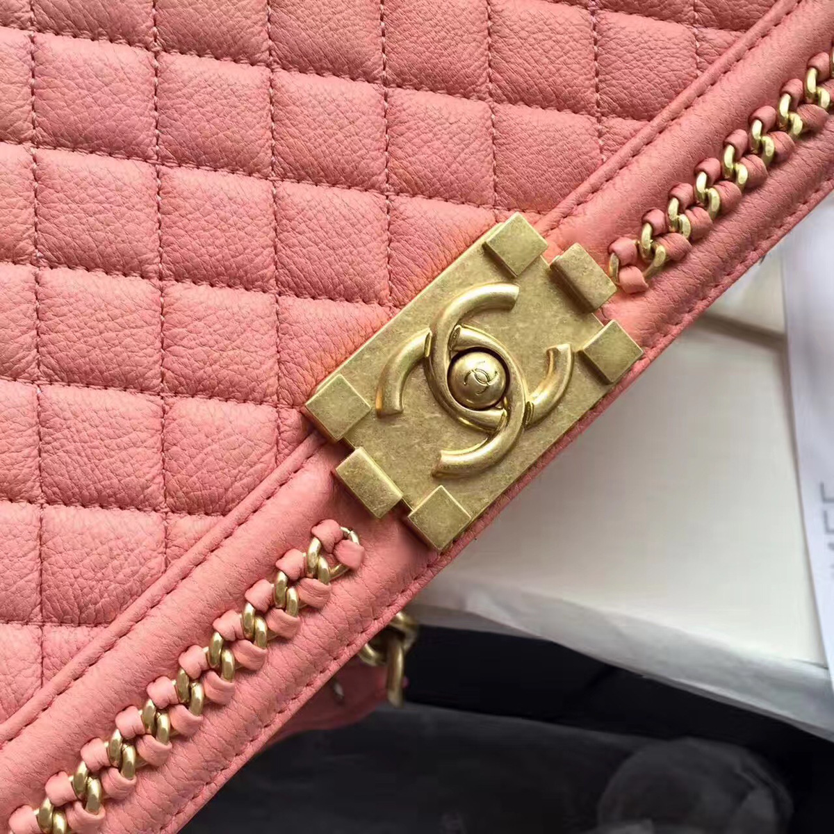Ch**el Boy Bag Pink 25cm