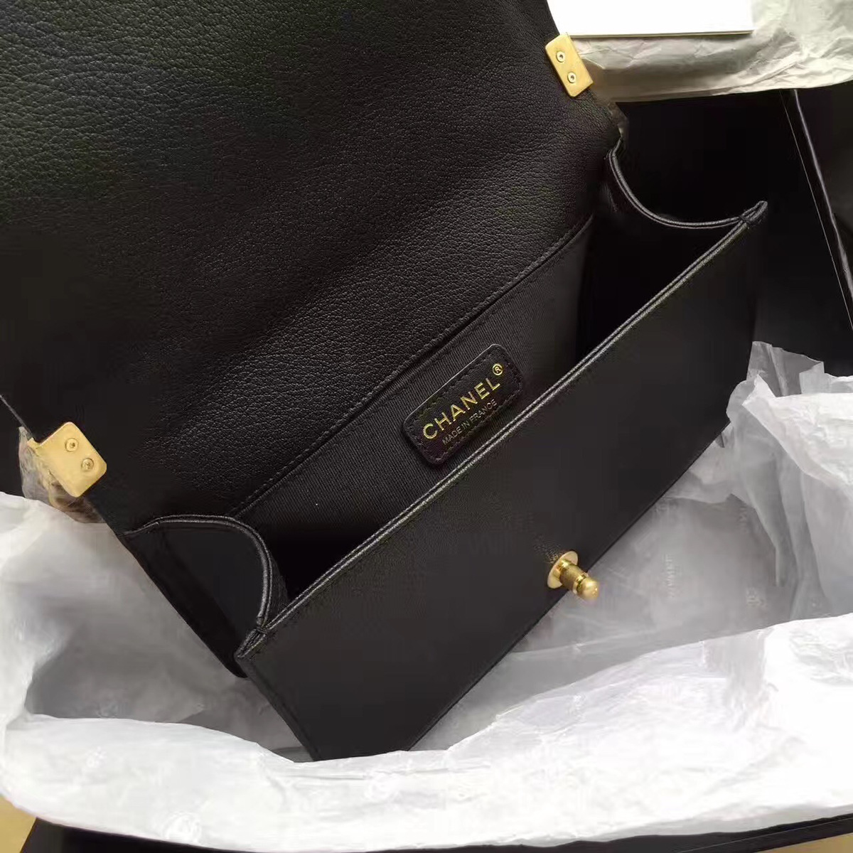 Ch**el Boy Bag Black 25cm