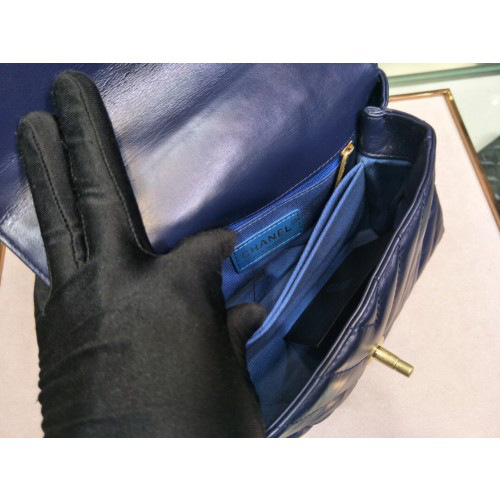 Ch**el small Coco Handle Bag Blue with Gold Hardware