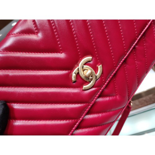 Ch**el Coco Handle Bag Red with Gold Hardware