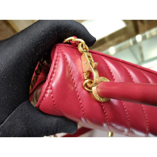 Ch**el Coco Handle Bag Red with Gold Hardware