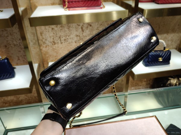 Ch**el Coco Handle Bag Black with Gold Hardware