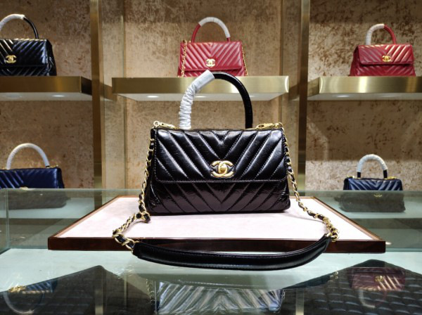 Ch**el small Coco Handle Bag Black with Gold Hardware