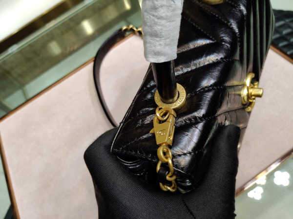 Ch**el small Coco Handle Bag Black with Gold Hardware
