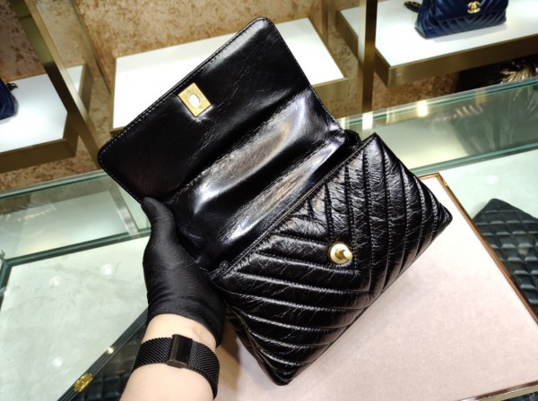 Ch**el small Coco Handle Bag Black with Gold Hardware