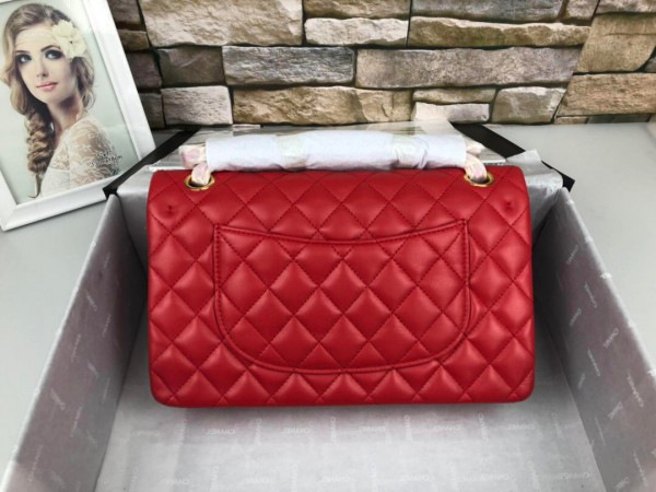 Ch**el Flap Bag Lambskin Red With Gold Hardware