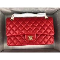 Ch**el Flap Bag Lambskin Red With Gold Hardware