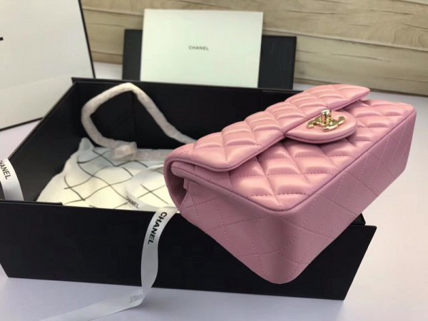 Ch**el Flap Bag Lambskin Pink with Gold Hardware 20CM