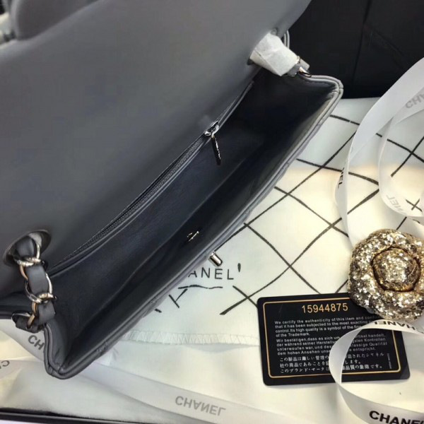 Ch**el Flap Bag Lambskin Gray with Silver Hardware 20CM