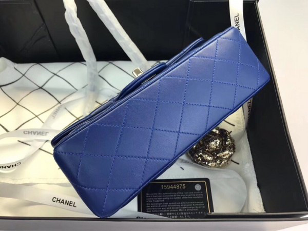 Ch**el Flap Bag Lambskin Blue with Silver Hardware 20CM