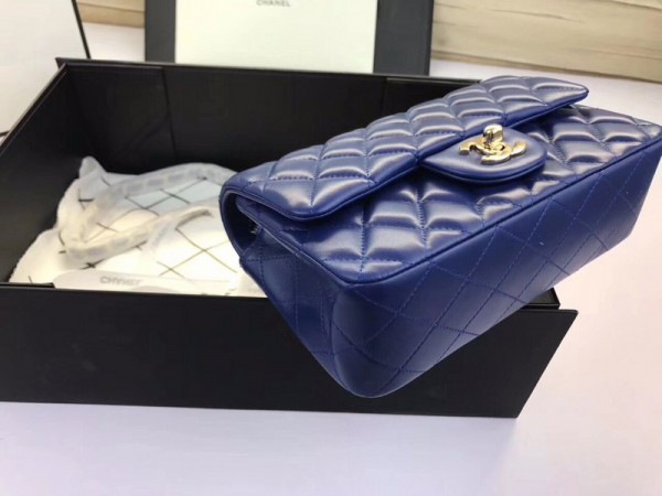 Ch**el Flap Bag Lambskin Blue with Gold Hardware 20CM