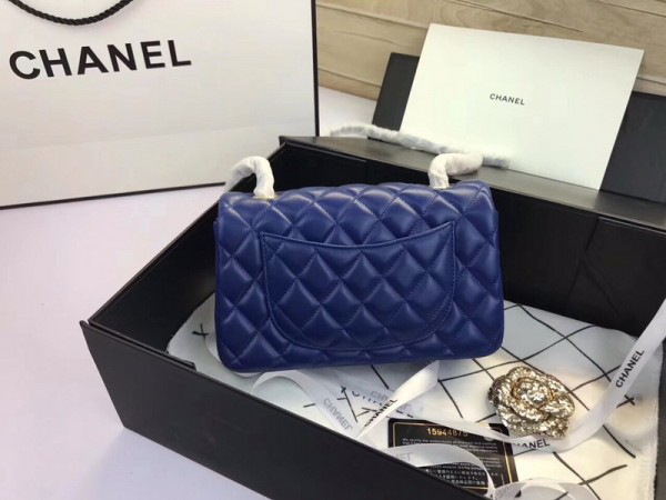 Ch**el Flap Bag Lambskin Blue with Gold Hardware 20CM