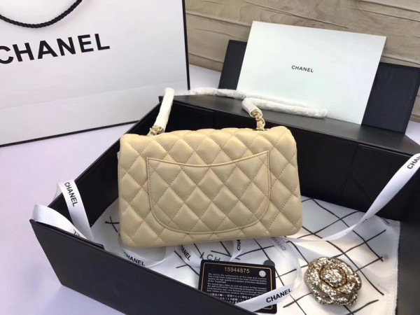 Ch**el Flap Bag Lambskin Apricot with Gold Hardware 20CM