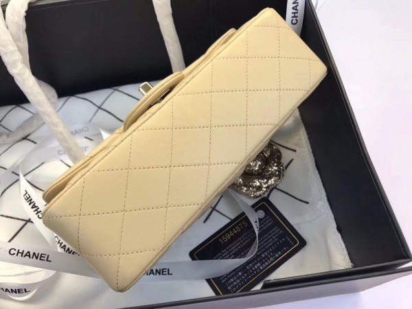 Ch**el Flap Bag Lambskin Apricot with Gold Hardware 20CM