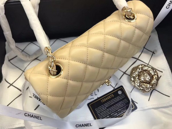 Ch**el Flap Bag Lambskin Apricot with Gold Hardware 20CM