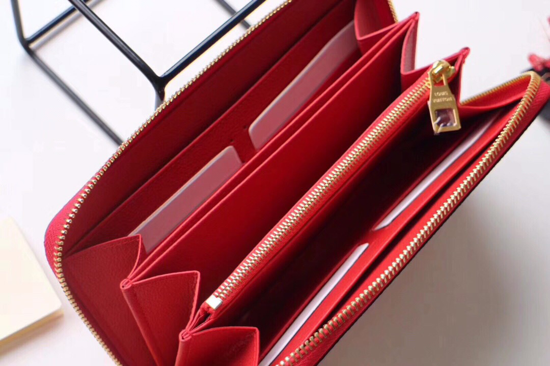 L0vis Vvtt0n ZIPPY Red WALLET Monogram Empreinte Leather