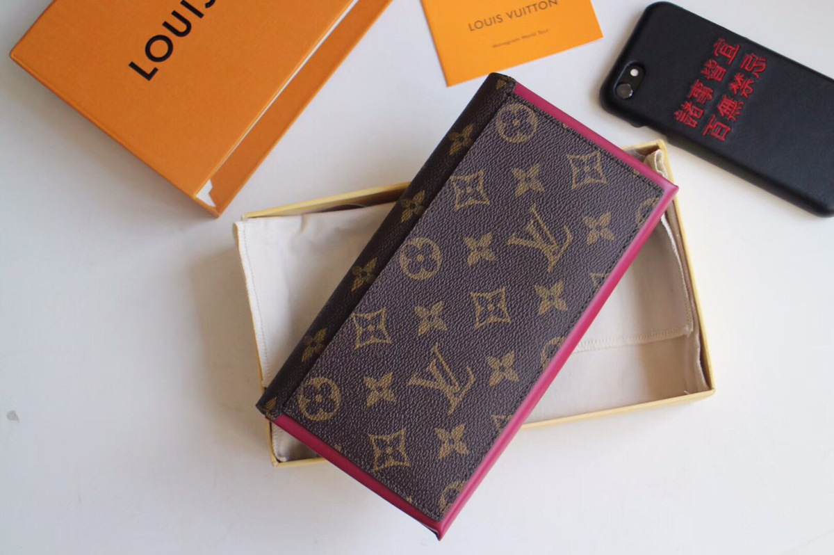 L0vis Vvtt0n Flore Fuchsia Wallet Monogram Small Leather