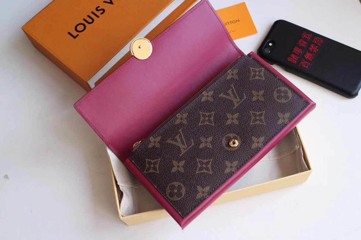 L0vis Vvtt0n Flore Fuchsia Wallet Monogram Small Leather