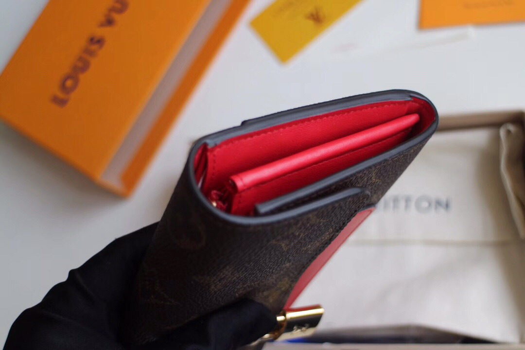 L0vis Vvtt0n Monogram Unisex Long Wallets with Red M62577