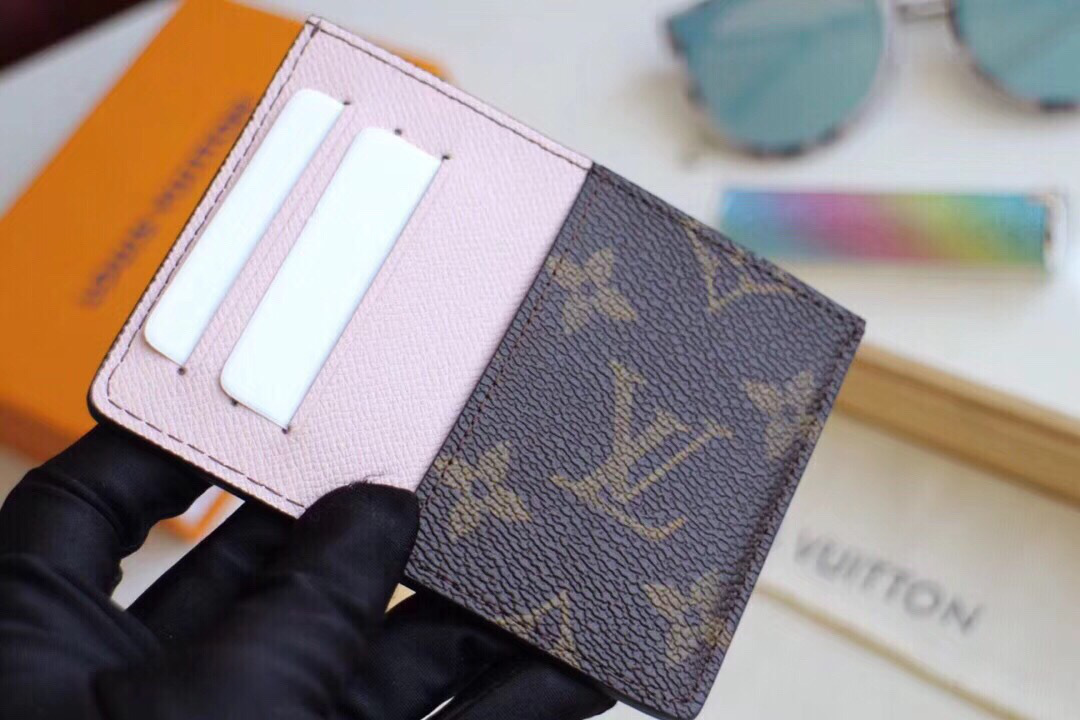 L0vis Vvtt0n Neo Porte Cartes Monogram Macassar Canvas with Pink M60166