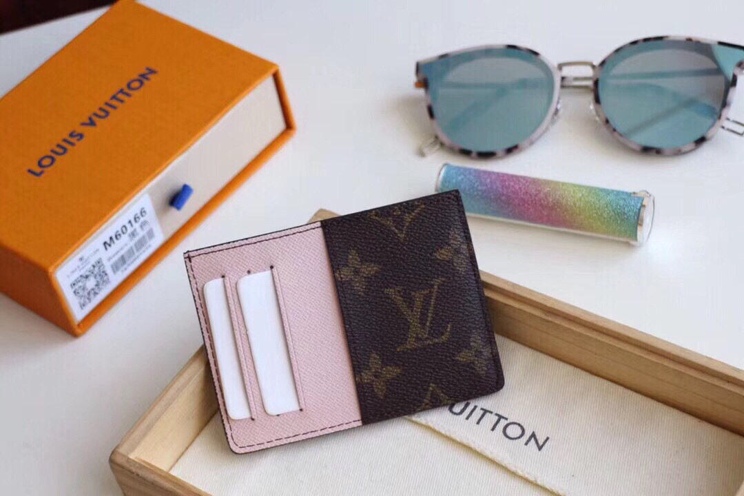 L0vis Vvtt0n Neo Porte Cartes Monogram Macassar Canvas with Pink M60166