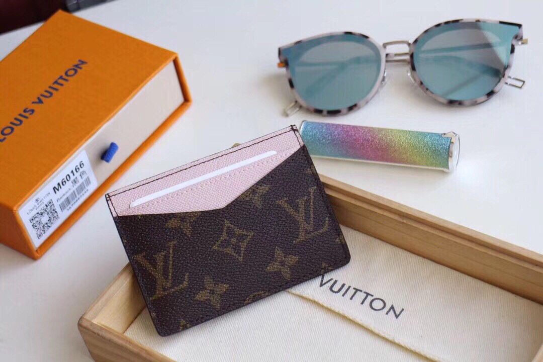 L0vis Vvtt0n Neo Porte Cartes Monogram Macassar Canvas with Pink M60166