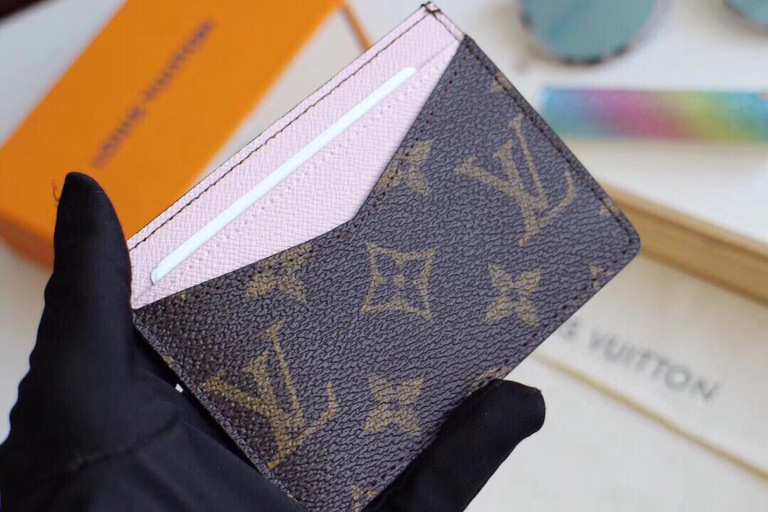 L0vis Vvtt0n Neo Porte Cartes Monogram Macassar Canvas with Pink M60166