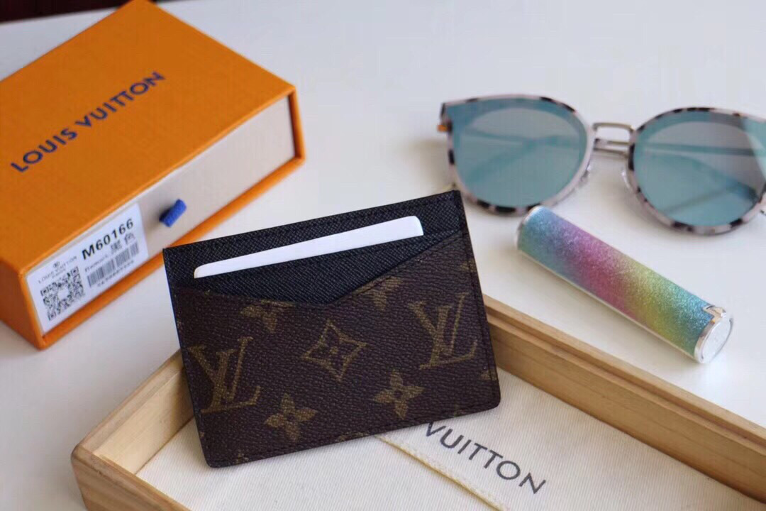 L0vis Vvtt0n Neo Porte Cartes Monogram Macassar Canvas with Black