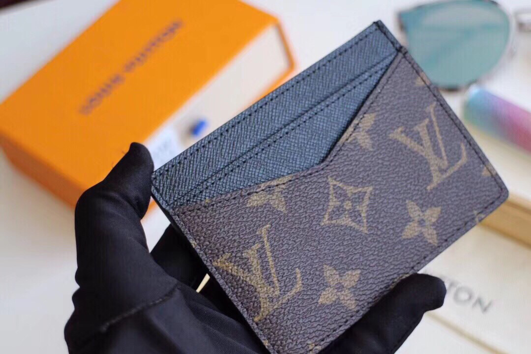L0vis Vvtt0n Neo Porte Cartes Monogram Macassar Canvas with Black